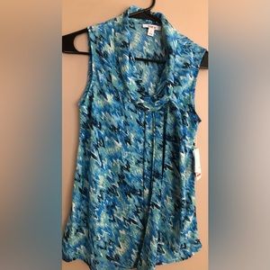 NWT BAR III Blue Sleeveless Blouse  Size S  $59